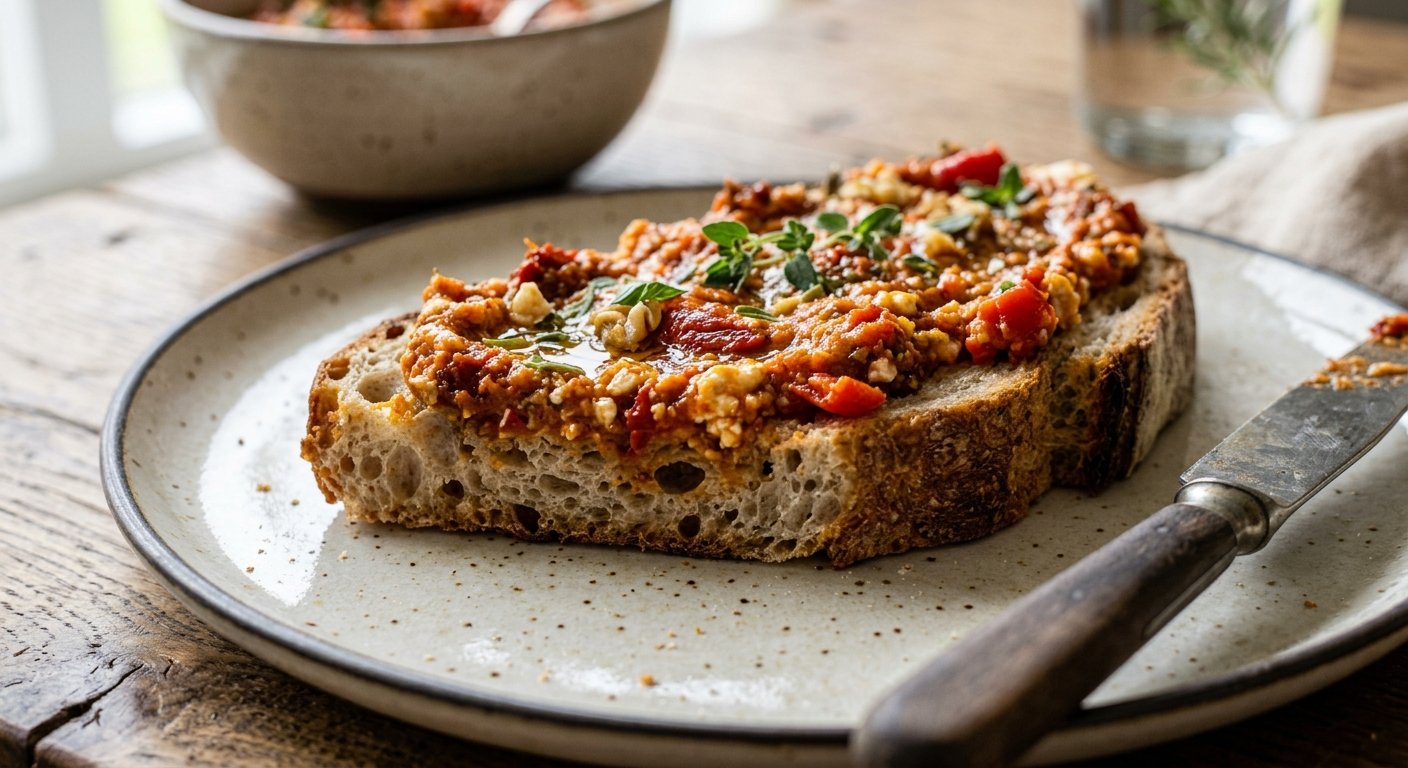 paprika feta spread zuurdesembrood