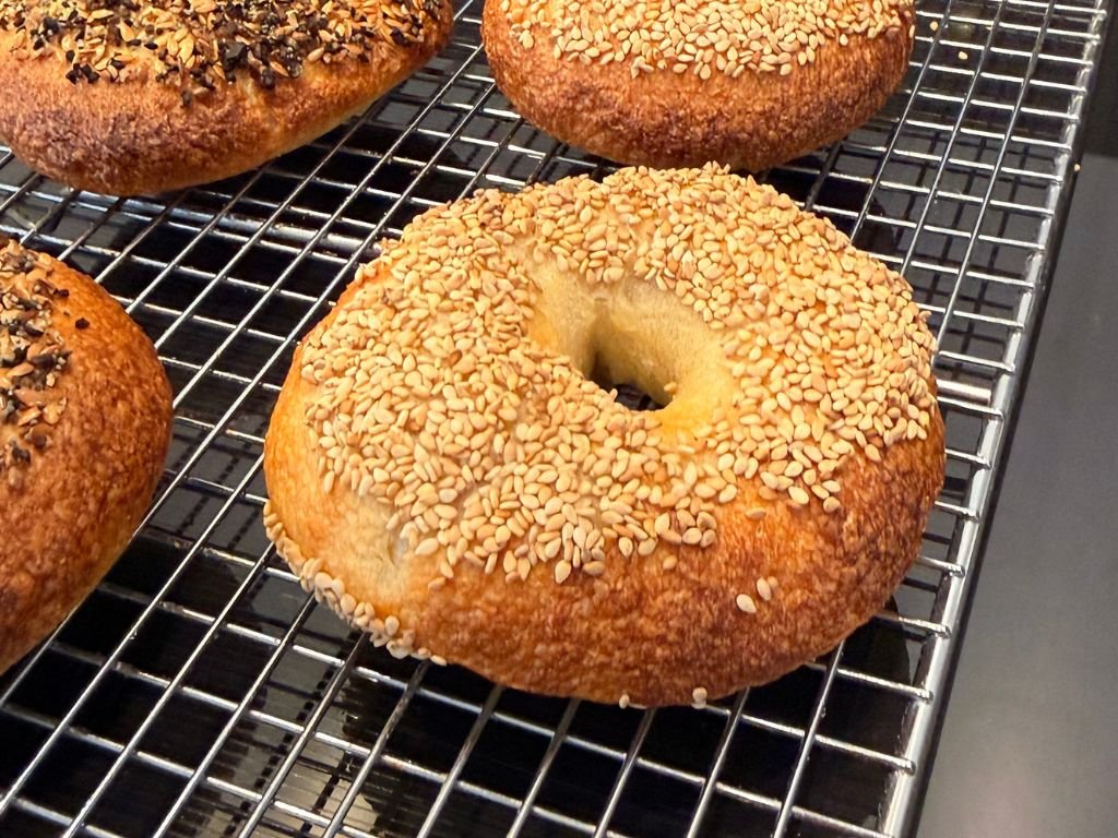 zuurdesem-bagel-met-sesamzaadjes zuurdesem bagel met sesamzaadjes bruine korst
